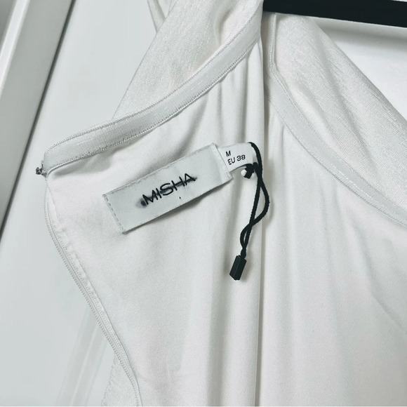 MISHA Alisa Slinky Off Shoulder Wide Leg Twist Jumpsuit in Ivory Ailsa Medium M - Picture 9 of 11